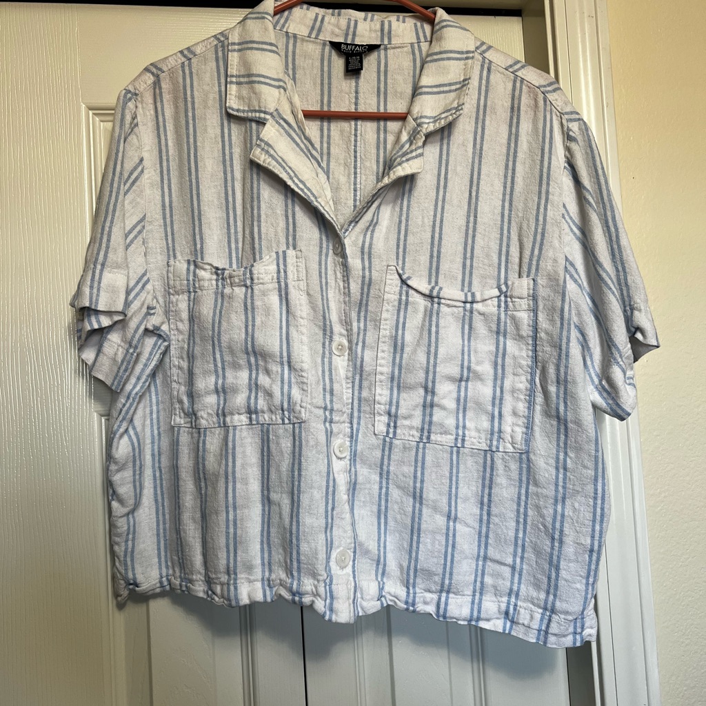 Buffalo David Bitton Blue And White Striped Shirt